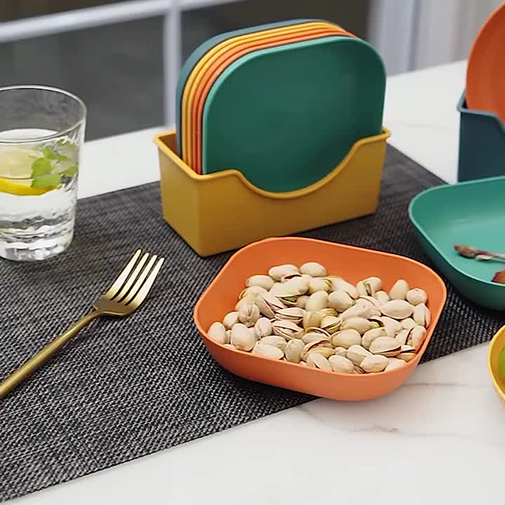 10Pcs Modern Simple Dinner Plates with Stand