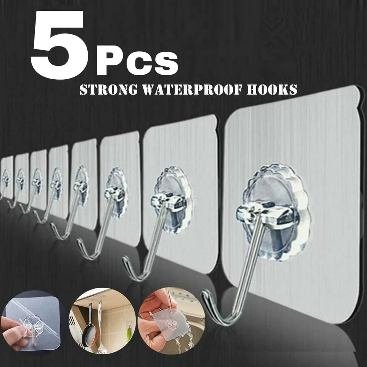 5Pcs Self Adhesive Door Wall Hangers Hooks